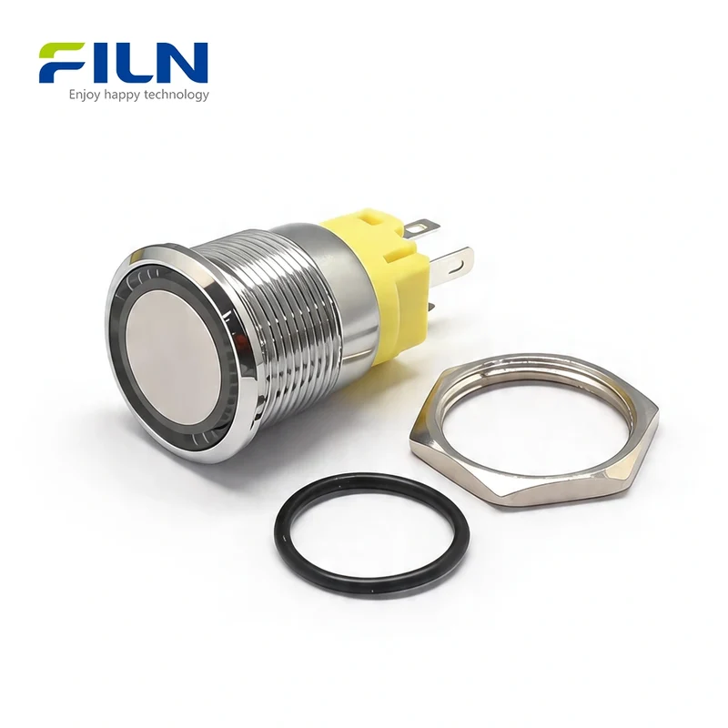 Illuminated Momentary Switch Push Button Stainless Steel 5-Pin LED Concave-head | FILN
