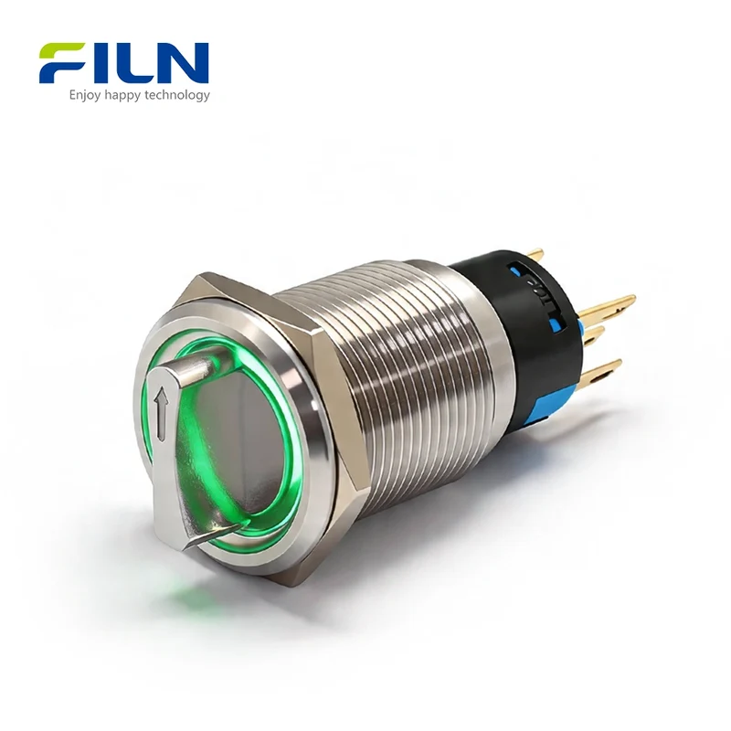 19mm 3 Way Push Button Switch 2 3 Position with LED Light Rotary Selector FILN