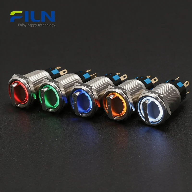 19mm 3 Way Push Button Switch 2 3 Position with LED Light Rotary Selector FILN