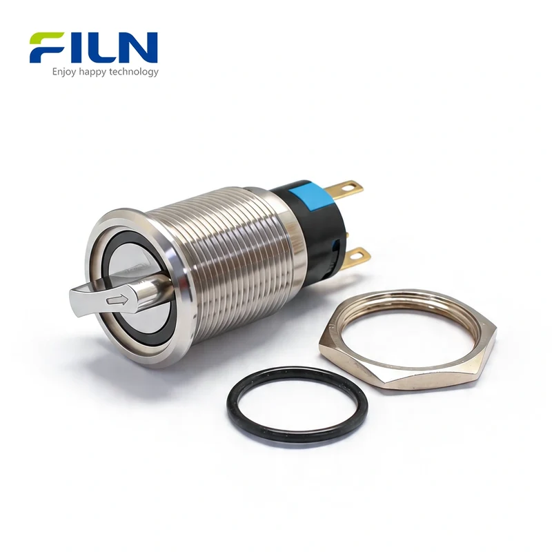 19mm 3 Way Push Button Switch 2 3 Position with LED Light Rotary Selector FILN