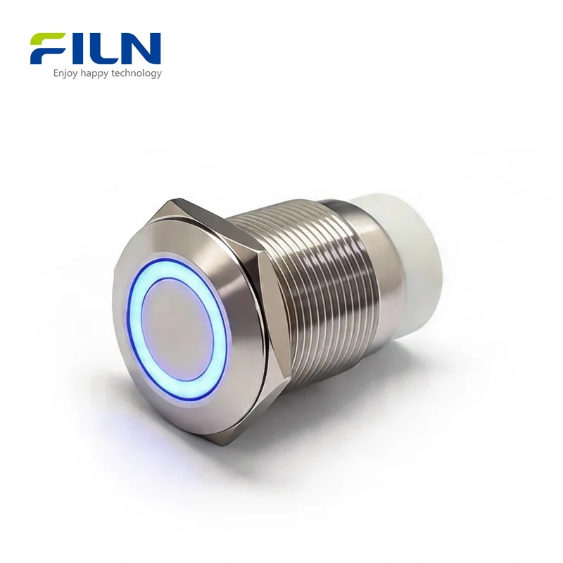 Telephone Plug Switch Stainless Steel RJ9 19mm Momentary LED Ring FILN