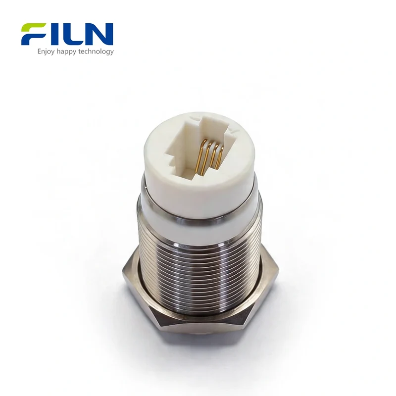 Telephone Plug Switch Stainless Steel RJ9 19mm Momentary LED Ring FILN