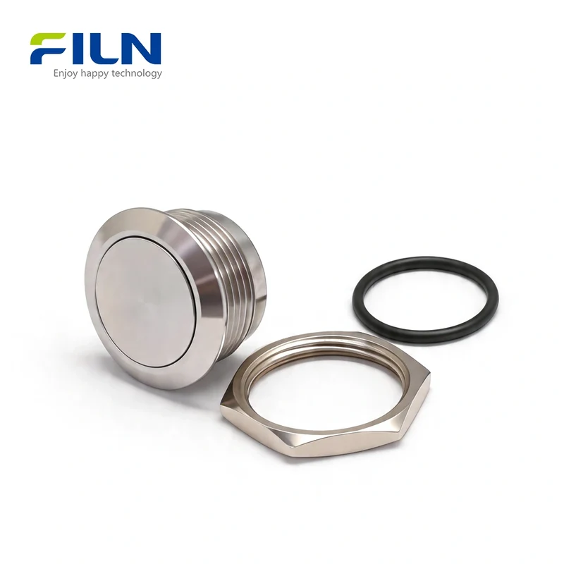 19mm Push Button Momentary Switches Ultra-thin Metal Push Buttons No Light | FILN