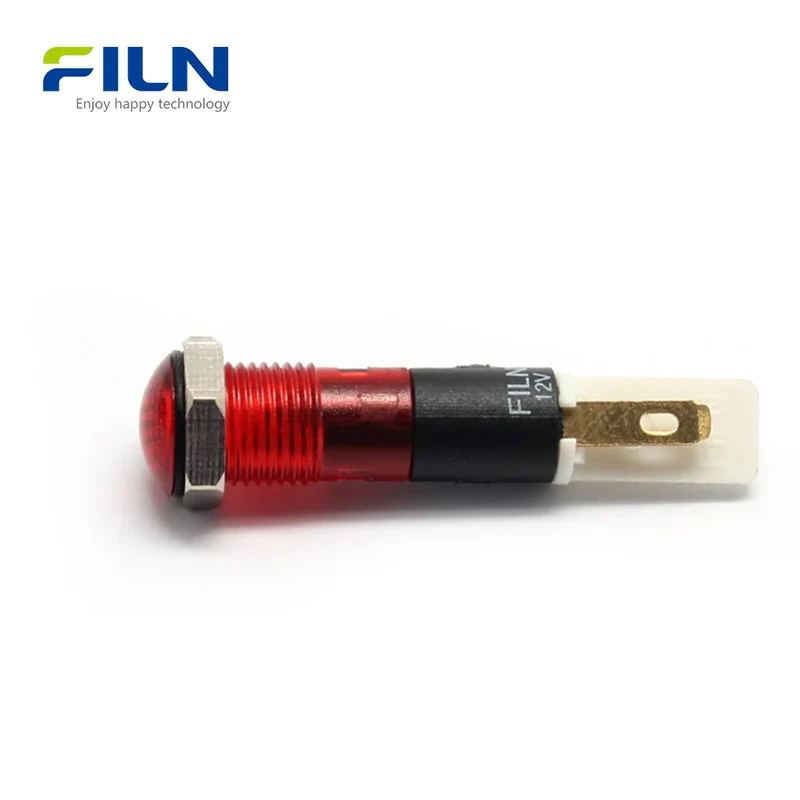 Lighting Indicators 8mm 12V 220V 2-Pin Terminal Snap-in Panel Mount for Industrial Control FILN