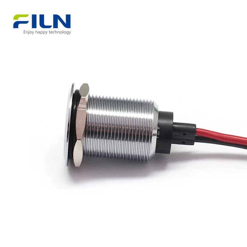 Panel Mount LED 19mm Metal Flat Head with 15cm Wire Lead 12V 110V 220V FILN