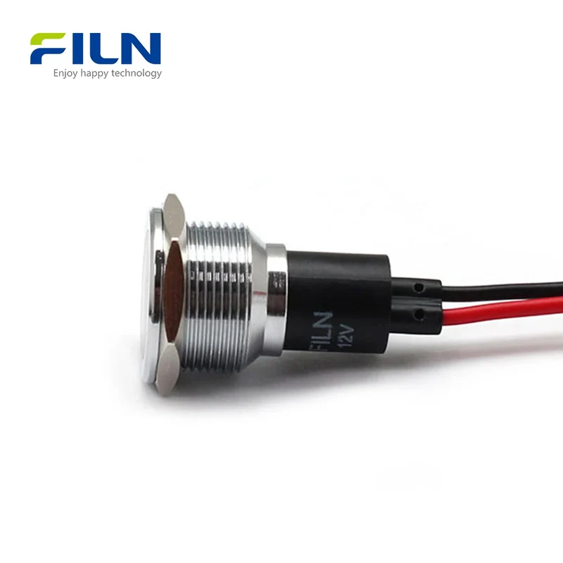 Indicator Red Light 19mm Metal Flat Head 15cm Wire Lead 12V 110V 220V FILN