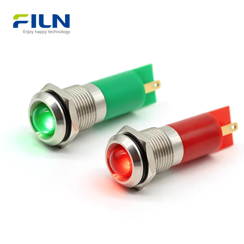 14mm Indicator Lamp 12V 220V Metal High Head 2Pin Signal Light FILN