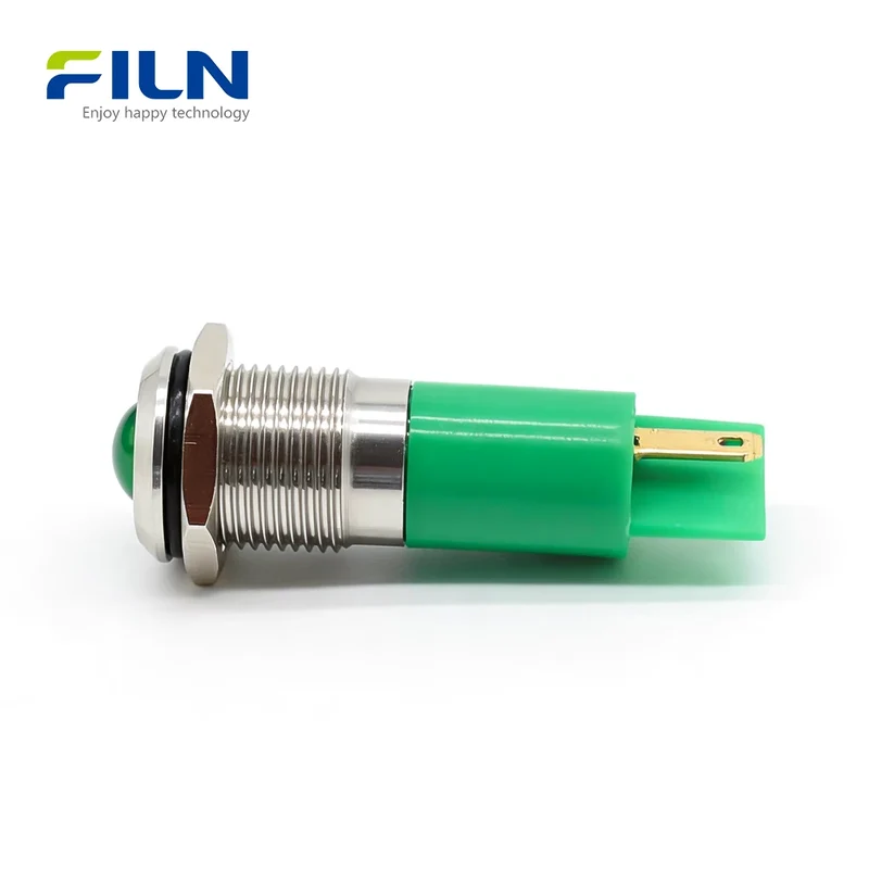 14mm Indicator Lamp 12V 220V Metal High Head 2Pin Signal Light FILN