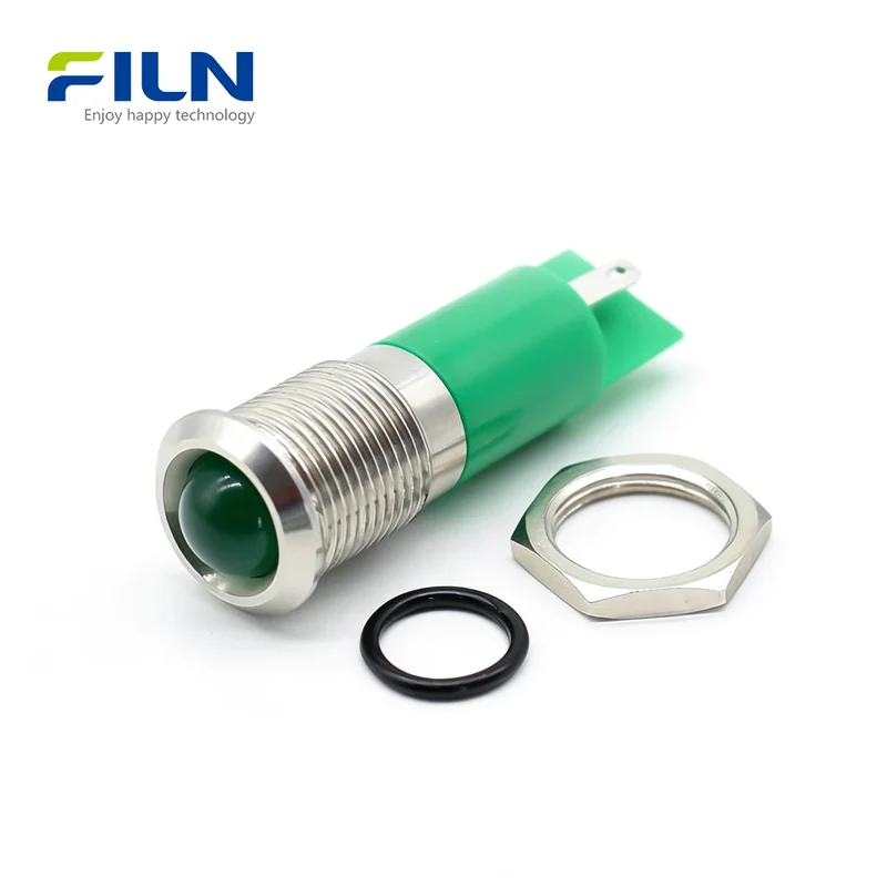 14mm Indicator Lamp 12V 220V Metal High Head 2Pin Signal Light FILN