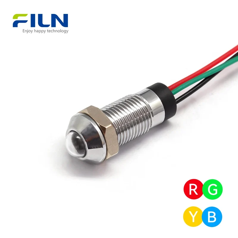 Common Cathode/Anode 2-color Panel Mount Indicator 8mm IP67 High Head FILN