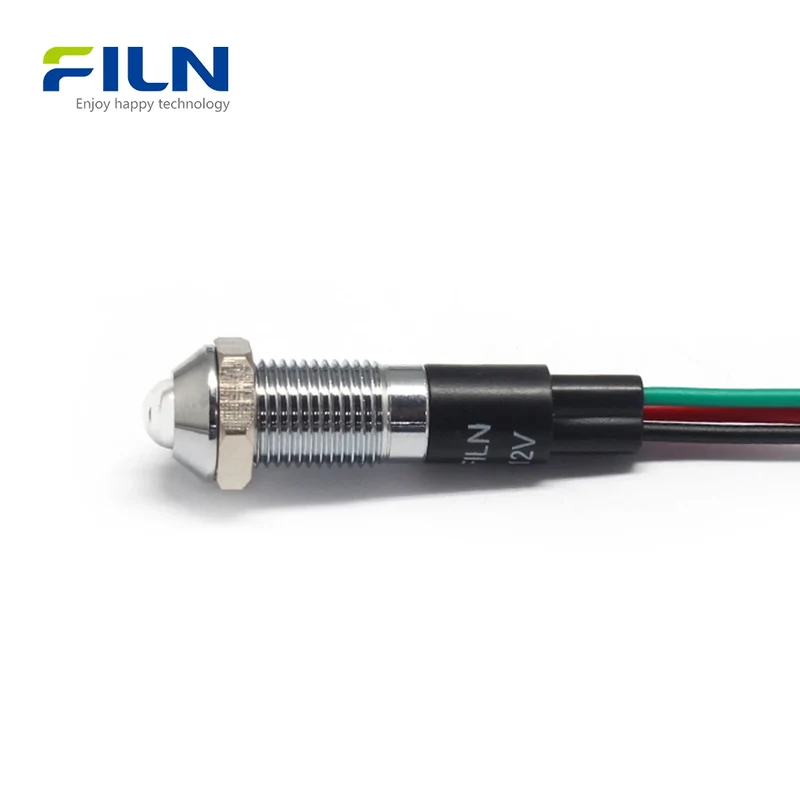 Red/Green Bi-color LED Indicator Light 8mm IP67 Waterproof for CNC FILN