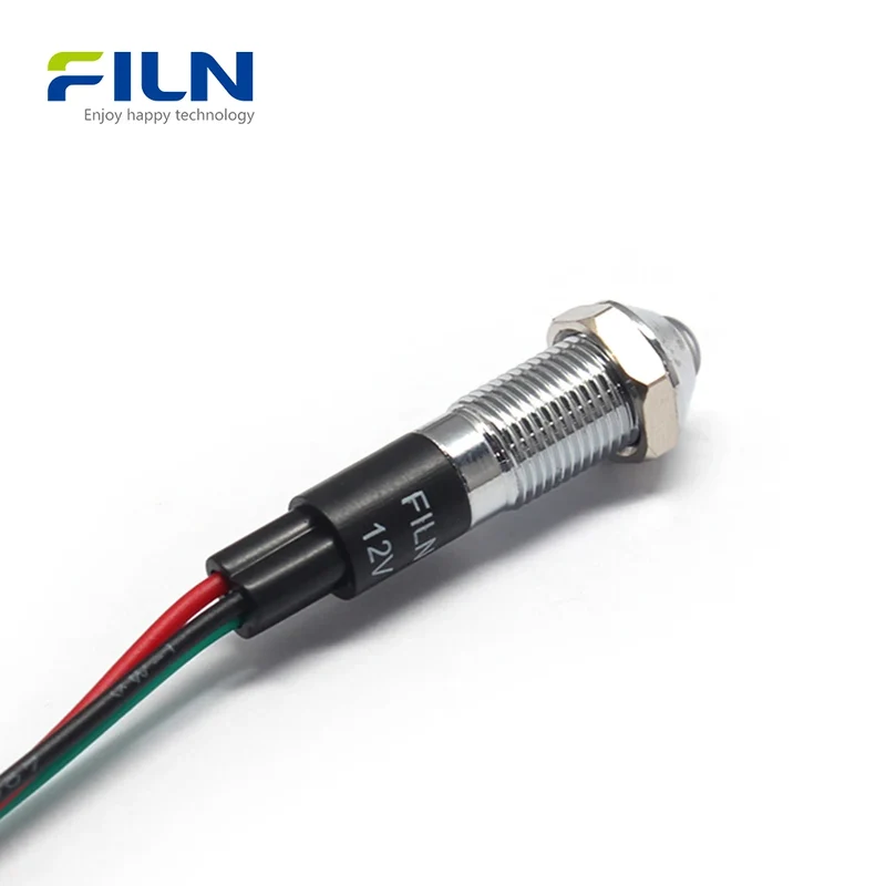 Red/Green Bi-color LED Indicator Light 8mm IP67 Waterproof for CNC FILN