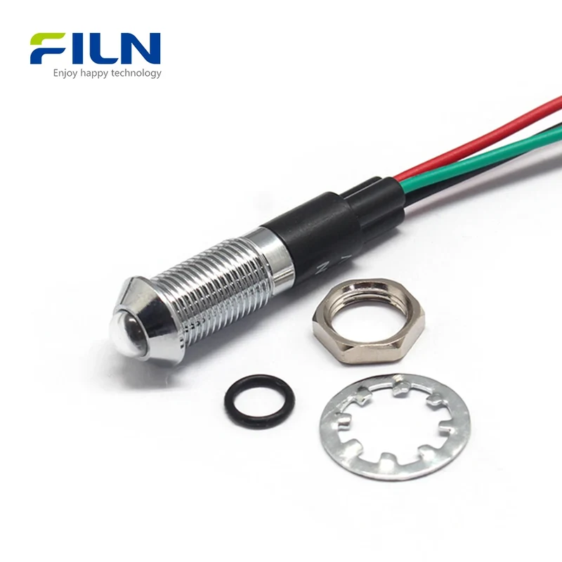 Red/Green Bi-color LED Indicator Light 8mm IP67 Waterproof for CNC FILN