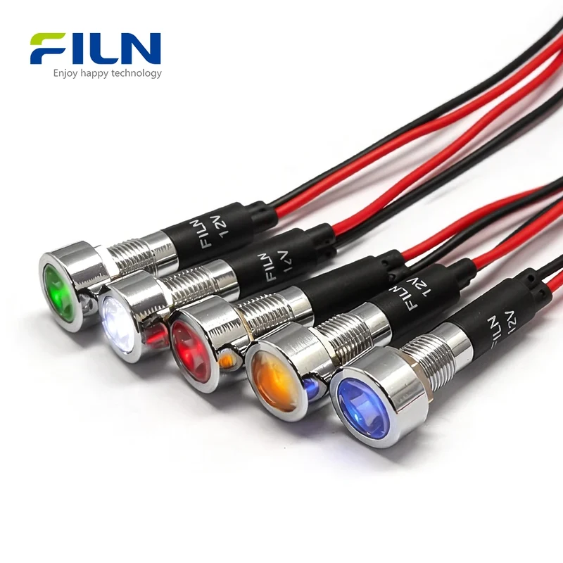 Machine Panel Indicator Light 12-24V 220V 8mm IP67 for CNC FILN