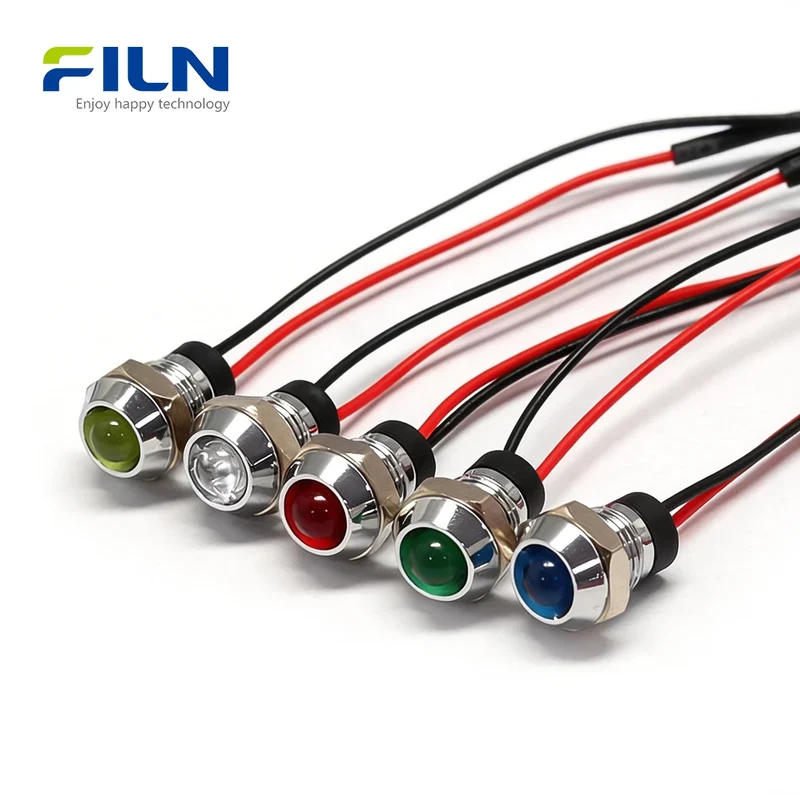 9 Volt LED Light 8mm Metal Indicator FL1M-08SW-4 IP65 Waterproof FILN