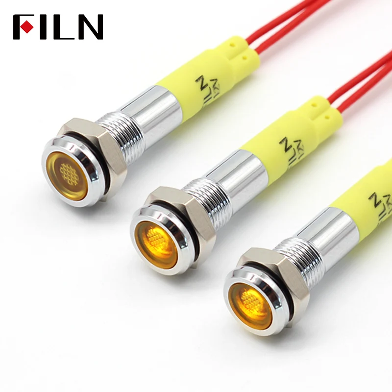 6MM Mini LED Light Indicator Pilot 12V 220V Pre-wired IP67 Metal Signal Lamp