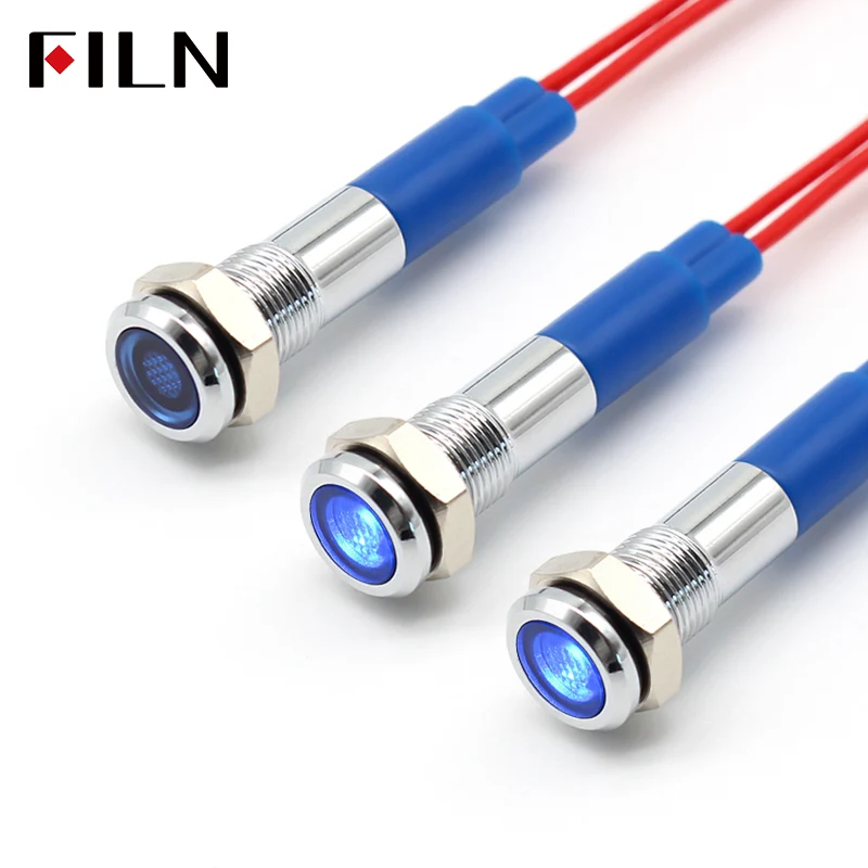 6MM Mini LED Light Indicator Pilot 12V 220V Pre-wired IP67 Metal Signal Lamp