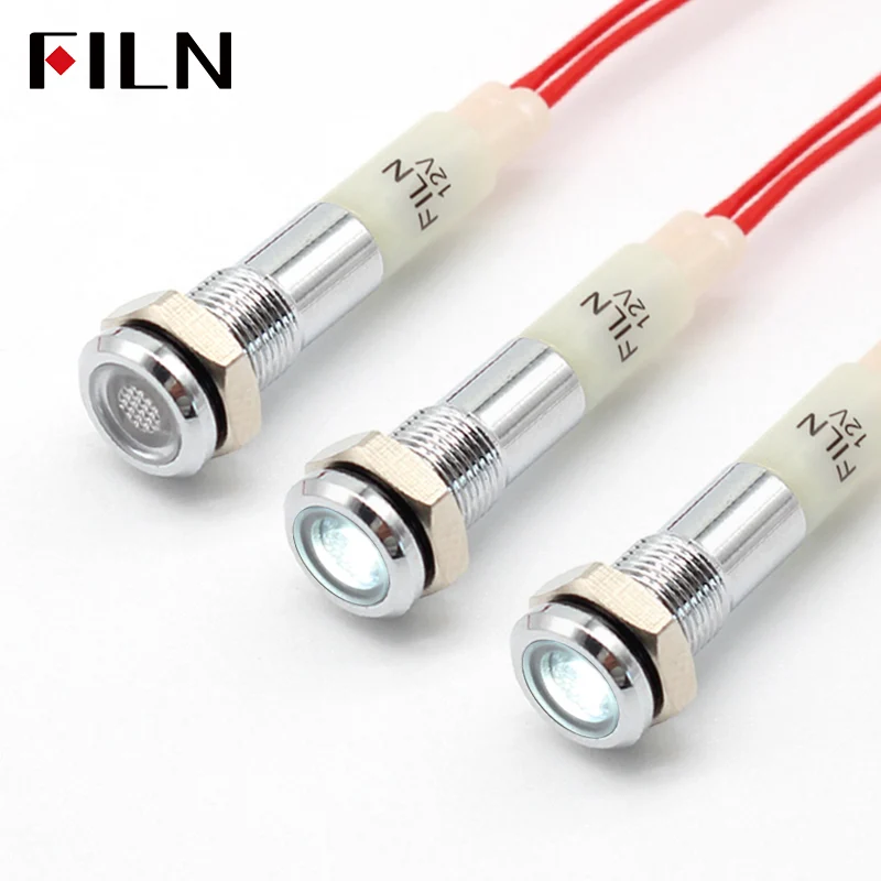 6MM Mini LED Light Indicator Pilot 12V 220V Pre-wired IP67 Metal Signal Lamp