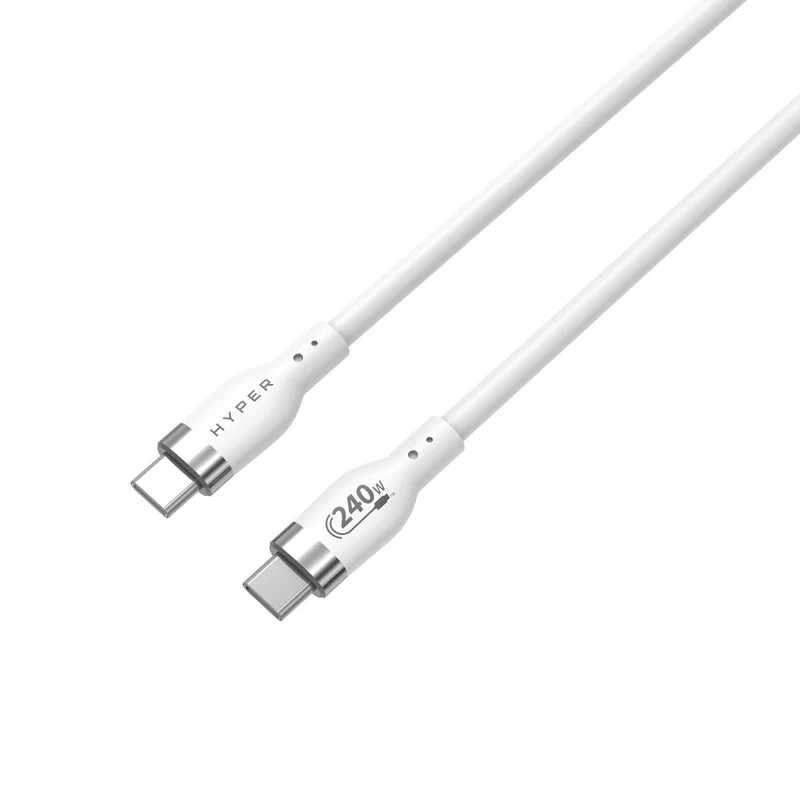 HyperJuice 240W Silicone USB-C to USB-C Cable (6ft/2m) - White