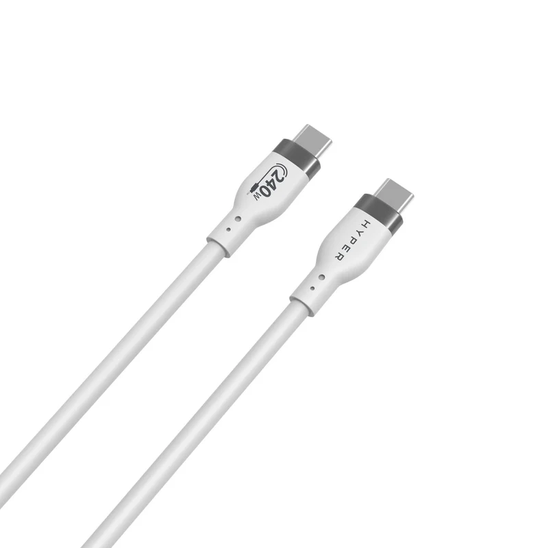 HyperJuice 240W Silicone USB-C to USB-C Cable (6ft/2m) - White