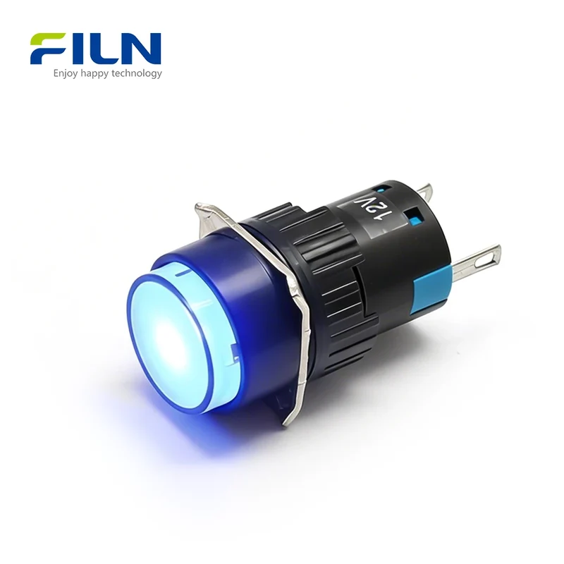 16mm PA66 Plastic 110V Indicator Light Round High Head 2-Pin Terminal FILN