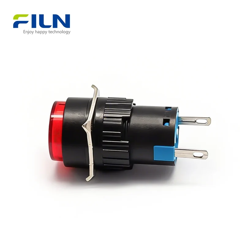 16mm PA66 Plastic 110V Indicator Light Round High Head 2-Pin Terminal FILN
