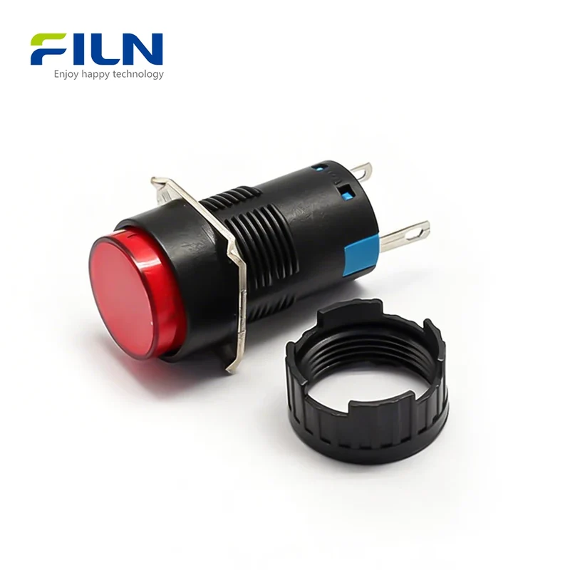 16mm PA66 Plastic 110V Indicator Light Round High Head 2-Pin Terminal FILN