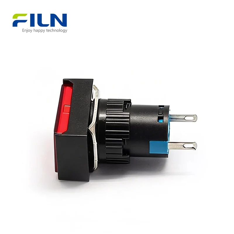 Plastic Green LED Pilot Light 220V 16mm Rectangular High Head Pin Terminal FILN