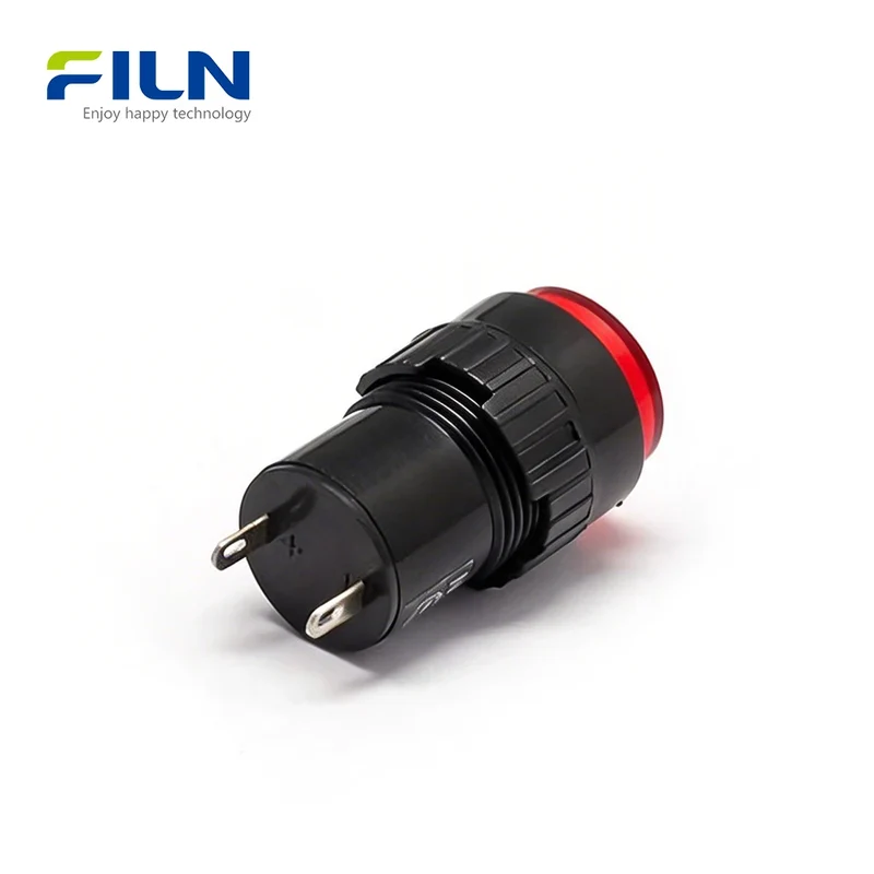 16mm Plastic 12 Volt LED Indicator Lights Pin Terminal Threaded Mount FILN