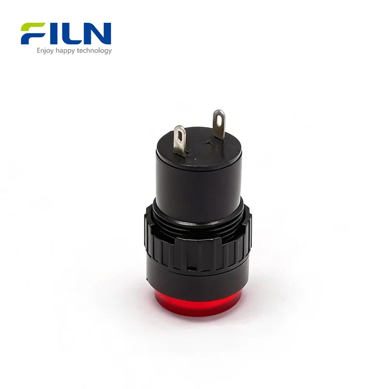 16mm Plastic 12 Volt LED Indicator Lights Pin Terminal Threaded Mount FILN