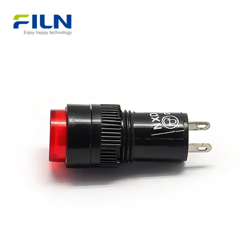 12.5mm Blue Light Indicator Plastic 12V 24V 220V 2-Pin High-Head Threaded Panel Mount