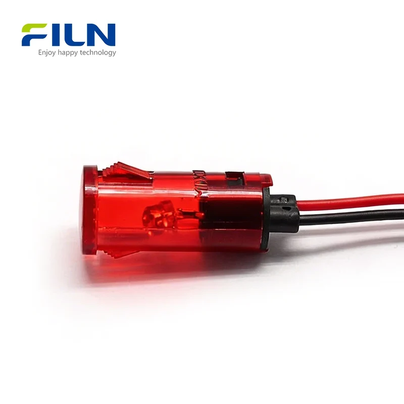 12.5mm PA66 Plastic Pilot LED Light Round Top Wire Lead Snap-in FILN