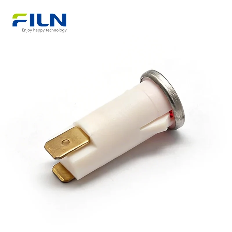 12.5mm Red Pilot Light Plastic 12V 24V 220V 2-Pin Snap-in Panel Mount FILN