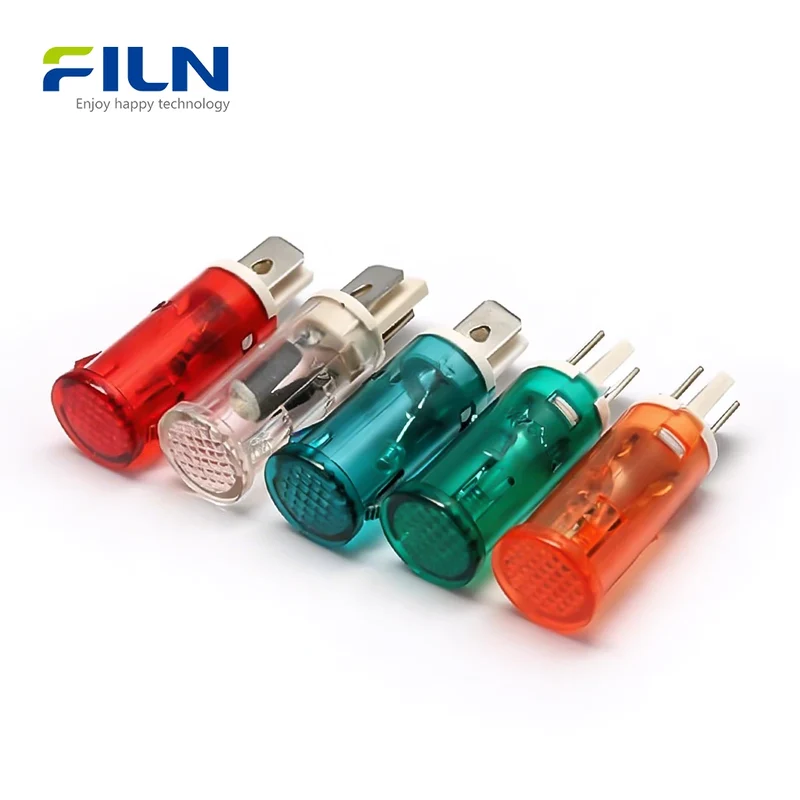 Plastic Pilot Light Electrical 12.5mm 12V 110V 220V 2-Pin Snap-in Panel Mount for FILN