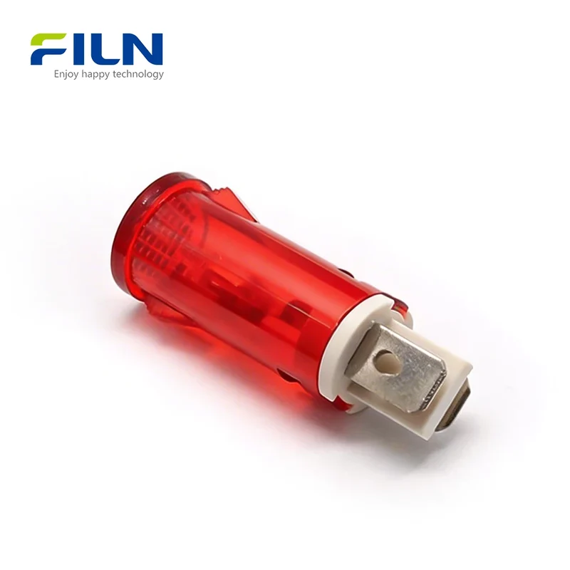 Plastic Pilot Light Electrical 12.5mm 12V 110V 220V 2-Pin Snap-in Panel Mount for FILN