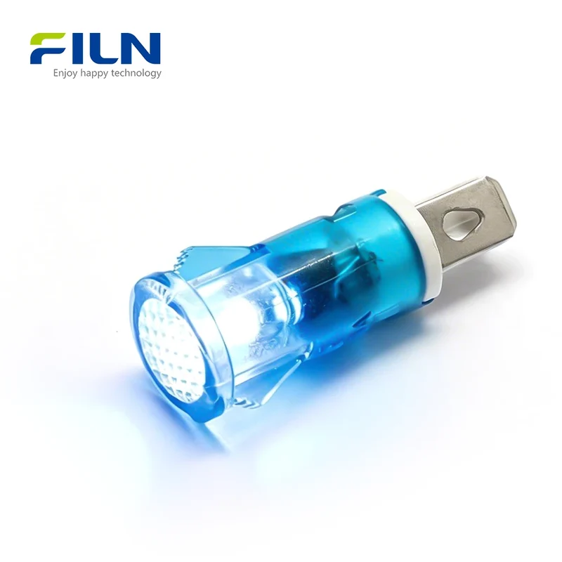 Plastic 10mm LED Indicator Lamp for Panels 12V 220V 2-Pin Snap-in FILN