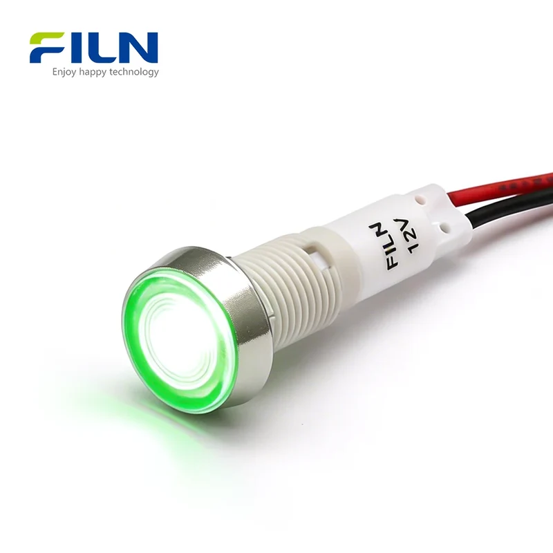 10mm Plastic Indicator Pilot Lamp 220V PA66 Wired Screw Mount FILN