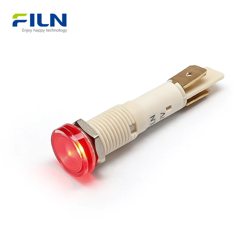 PA66 Plastic 24V LED Indicator Lamp 10mm Pin Terminal Screw Mount for Kitchen Equipment FILN