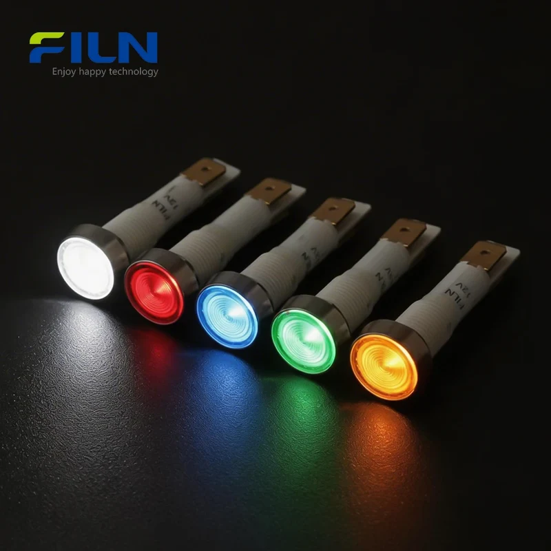 Plastic Panel Mount Indicator Lamps 10mm Pin Terminal 12V 220V for Kitchen Equipment FILN