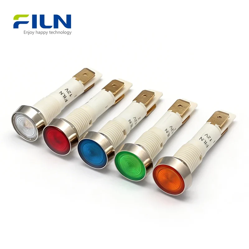 Plastic Panel Mount Indicator Lamps 10mm Pin Terminal 12V 220V for Kitchen Equipment FILN