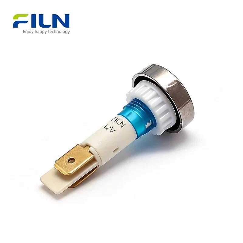 Plastic 12V Indicator Lamp 10mm PA66 Pin Terminal Screw Mount for Kitchen Equipment FILN