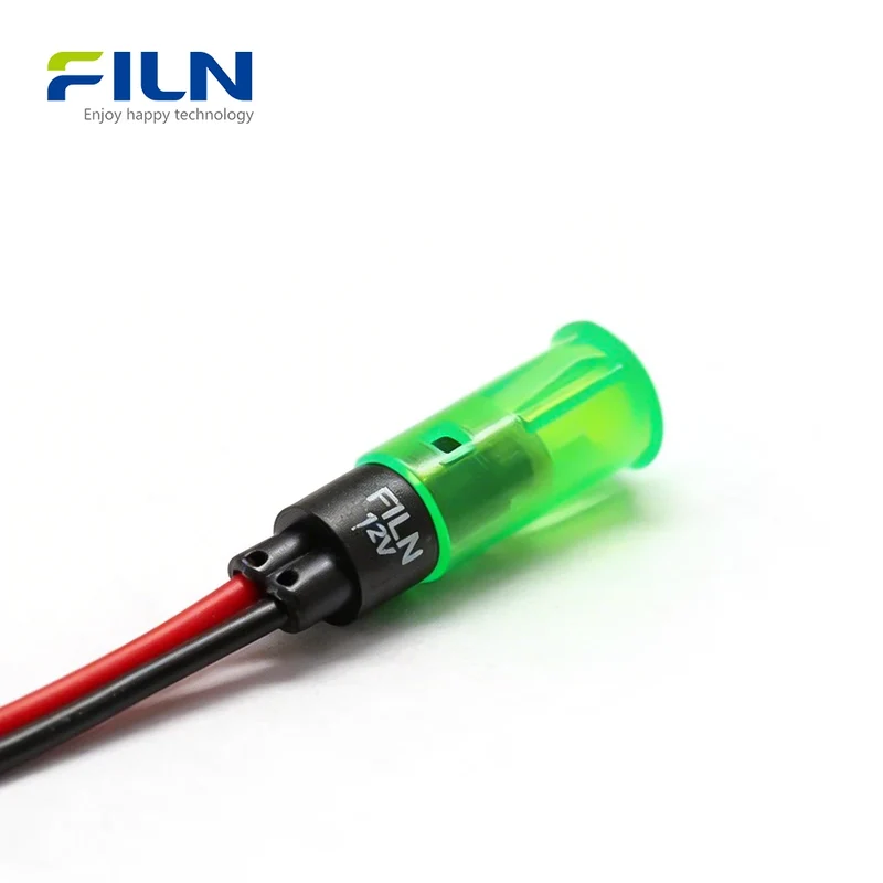 Plastic Signal Light 8mm 12V 220V Wire Lead Snap-in Panel Mount FILN