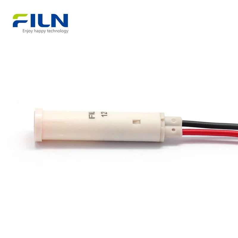 8mm Plastic 120V Pilot Light | Snap-in Round LED Indicator | Wire Lead FILN