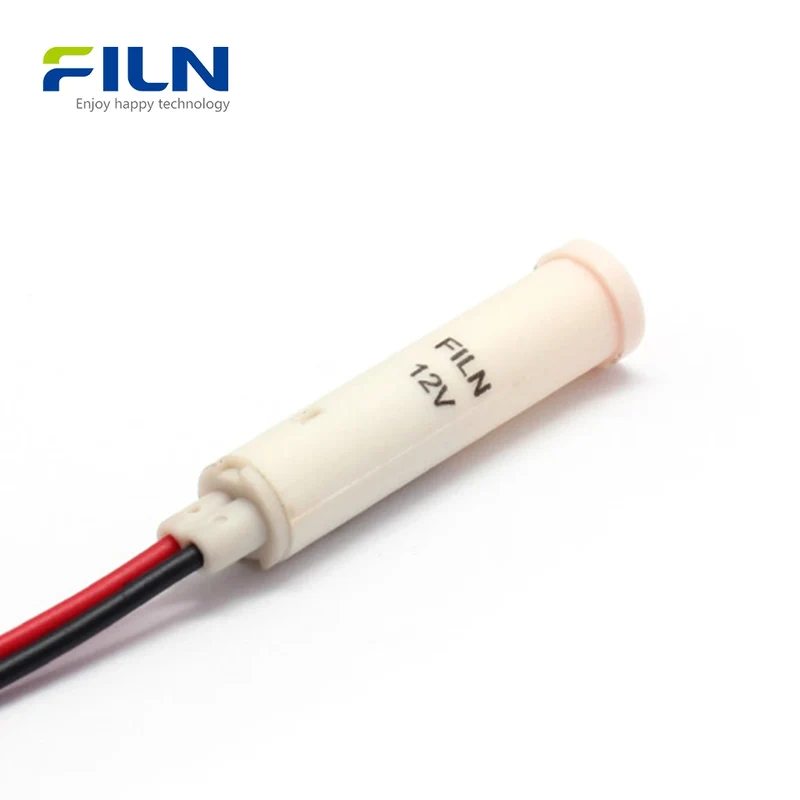 8mm Plastic 120V Pilot Light | Snap-in Round LED Indicator | Wire Lead FILN