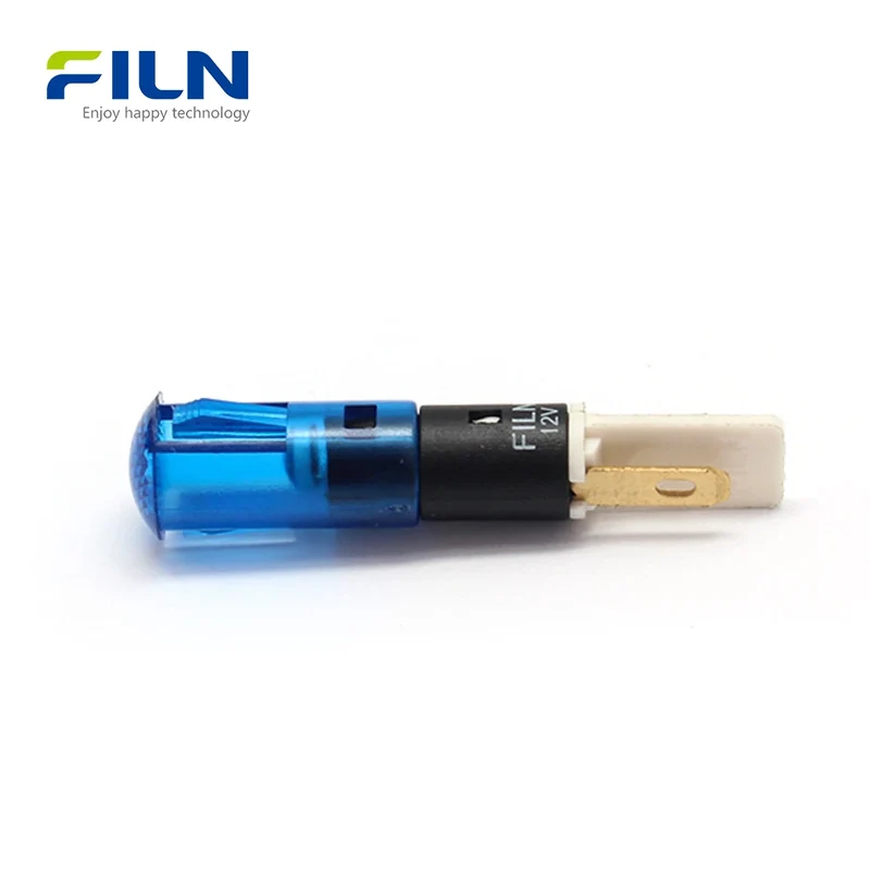 Indicator Light LED 8mm Plastic PA66 Flat Top 2-Pin Snap-in Panel Mount FILN