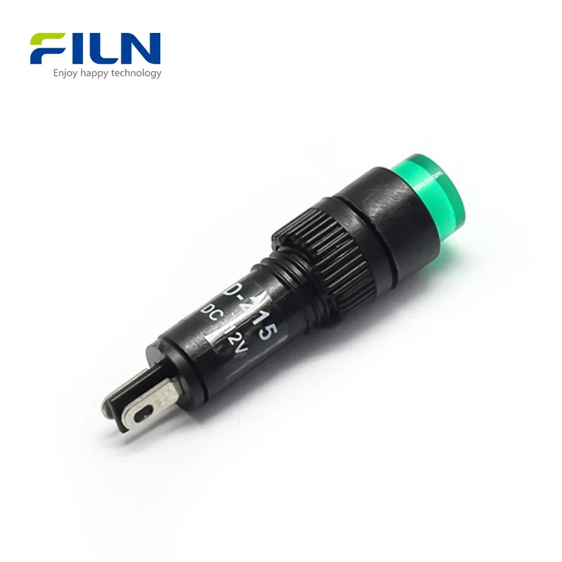 Lights Indicator 8mm 220V 12V 2-Pin Terminal Snap-in Round Top Panel Mount FILN