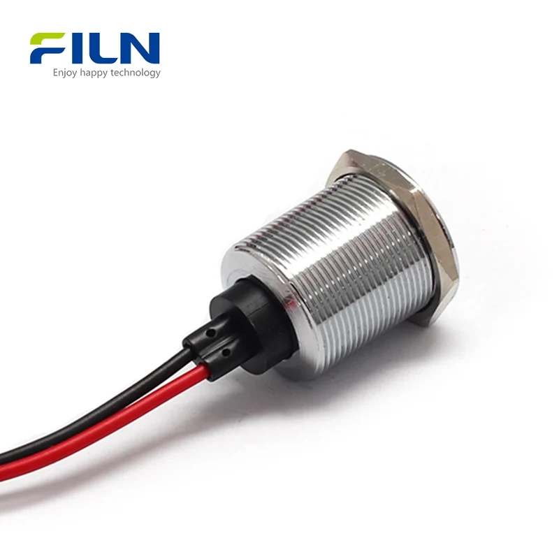 LED Indicator Light 22mm 24V IP67 Metal Flat Head Pre-wired for Panel Signal FILN