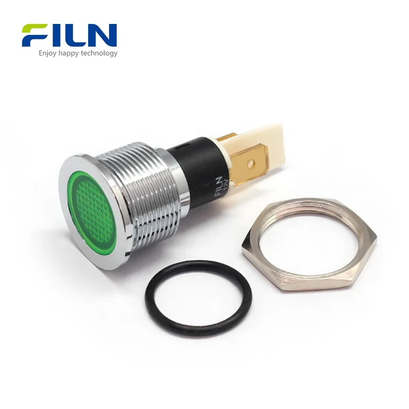 Indicating Lights 22mm Metal Flat Head 2-Pin Terminal 12V 220V FILN