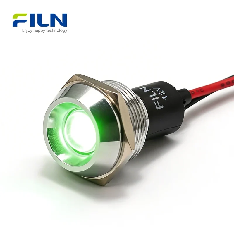 LED Light Panel 12V Indicator 22mm Concave Head Pre-wired Signal Lamp FILN