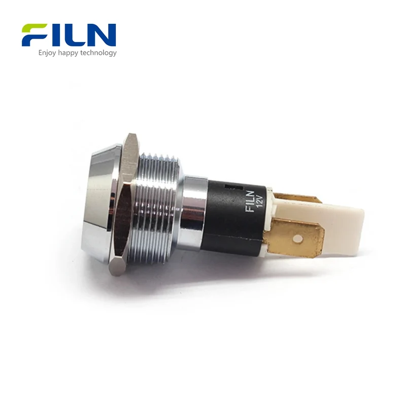 120V Indicator Light 19mm Metal Concave 2-PIN Plug for Industrial Panel FILN